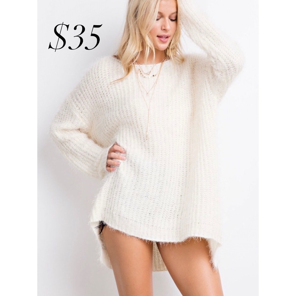 Creme mohair tunic sweater